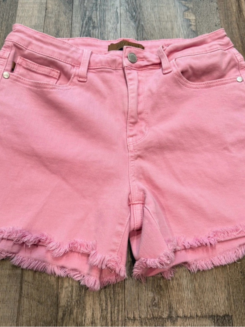 Judy Blue Pink Frayed Hem Denim Shorts